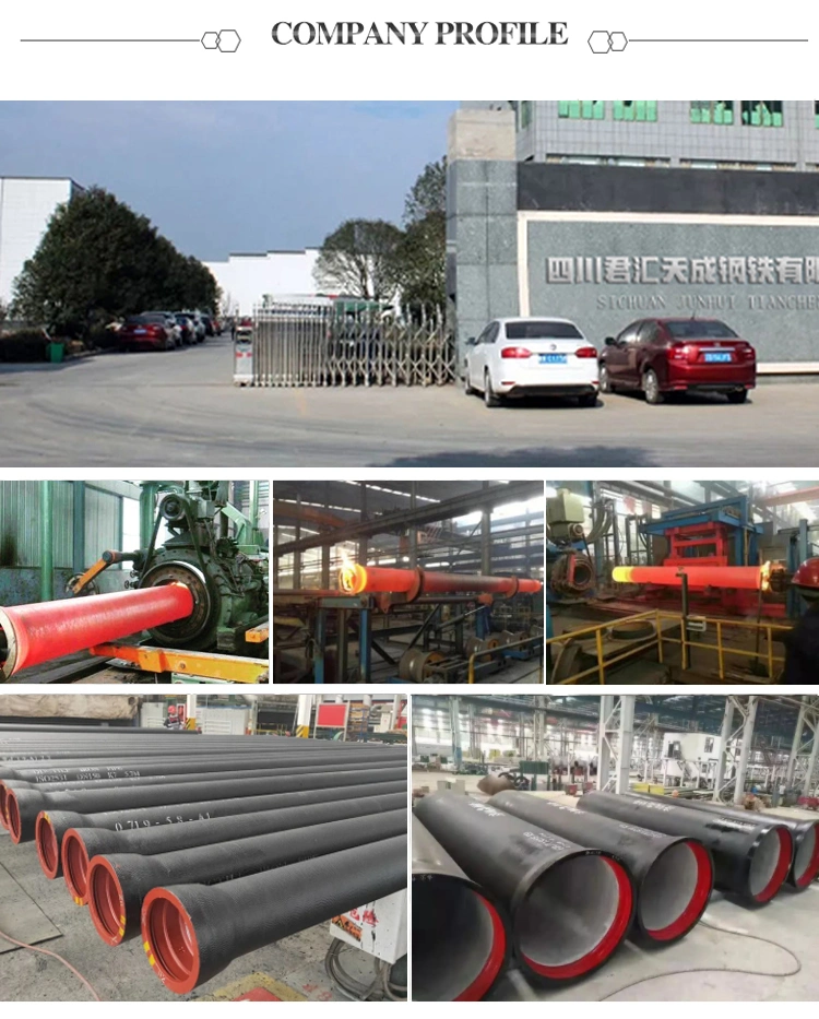 ISO2531 K9 Push on Joint Zinc Coated Ductile Iron Pipes Round Ductile Pipe 6 Meter Long Di Pipe Factory for Water Supply