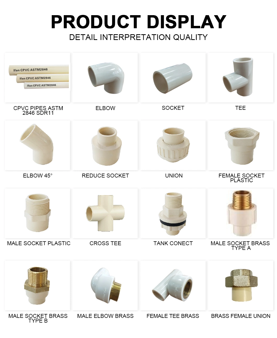 Ifanplus Water Supply CPVC Pipe Fittings Plastic Female Socket Plumbing CPVC Pipe Fitting