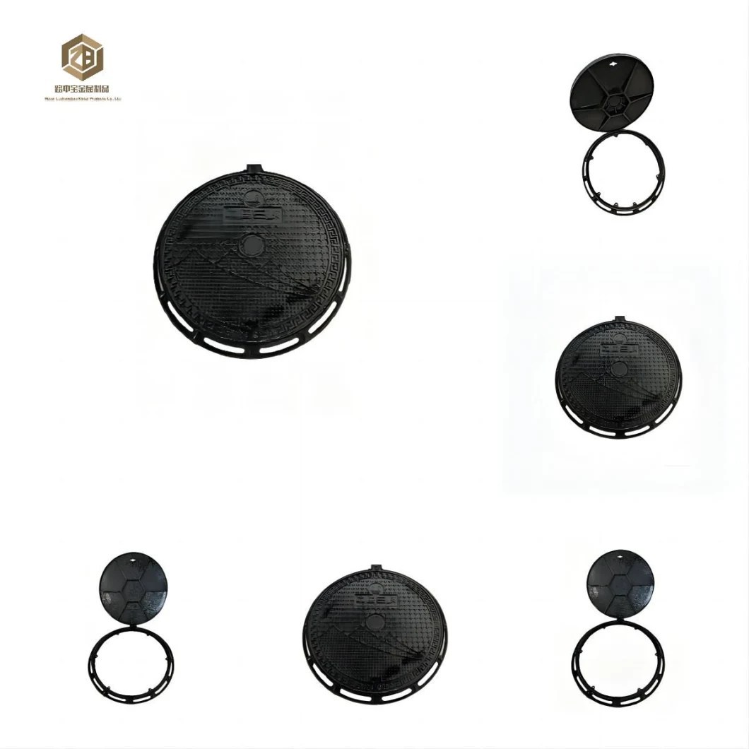 En124 B125-D400 700&times; 800&times; 50mm Luzhongbao Customizable Rain Gutter Epoxy Coating Ductile Iron Casting Iron Recessed Manhole Covers