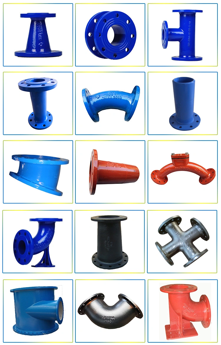 Factory ISO2531 En545 En598 Di Elbow Tee Corss Fitting Ductile Iron Cast Iron Flanged Pipe Fittings