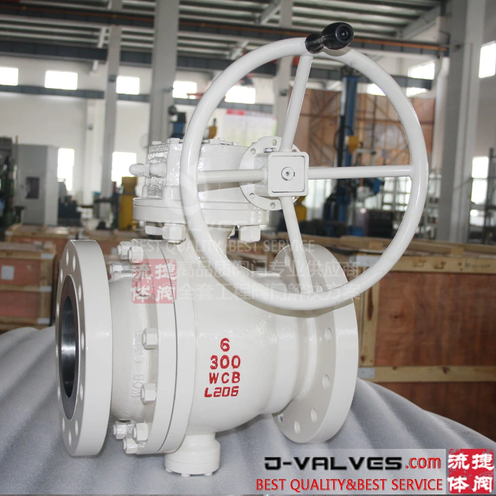 API 6D&API608 Cast Steel, Wcb, Carbon Steel, Stainless Steel CF8, CF8m, A105/F304/F316 2PC Flanged Pipeline Trunnion Mounted Ball Valve with Gear Operation