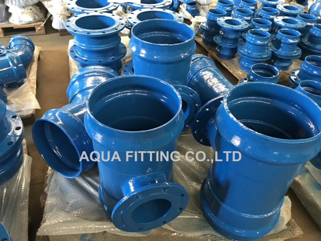 ISO2531 Double Socket Tee with Loose Flange Branch Ductile Iron Pipe Fitting En545