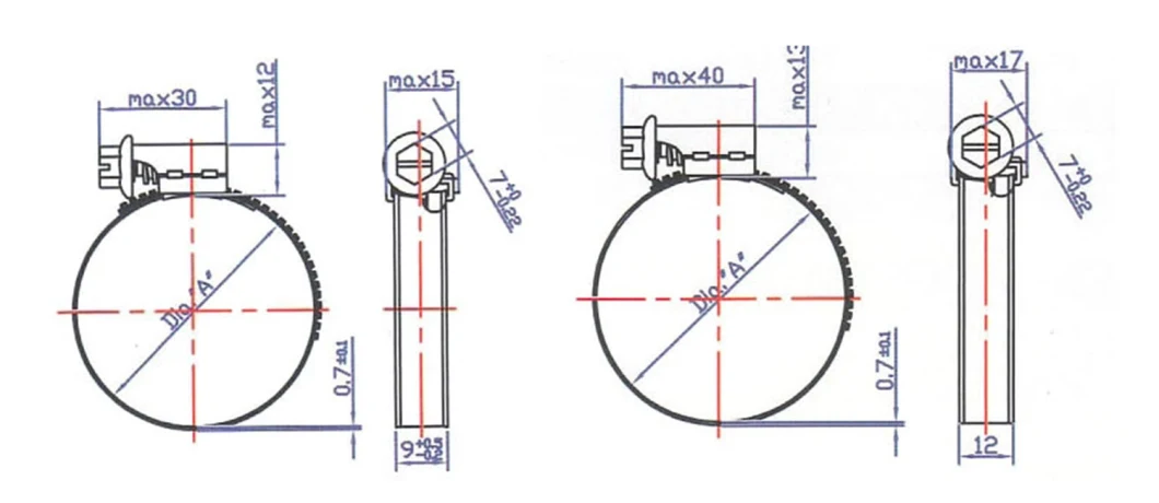 German Type Stainless Steel Hose Pipe Clamp